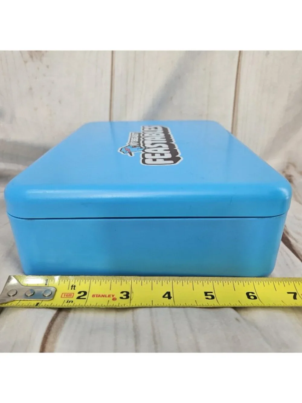 Mr. Beast Feastables Blue Plastic Lunch Box Handle Removable Tray Snap Tight Lid